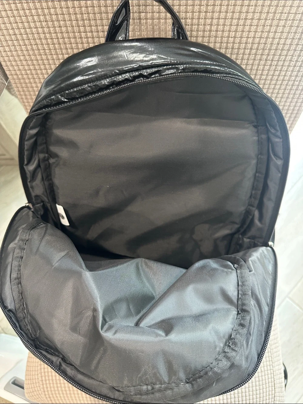 New Kids Black puffer  Backpack with Colorful Smile Print Front Pocket